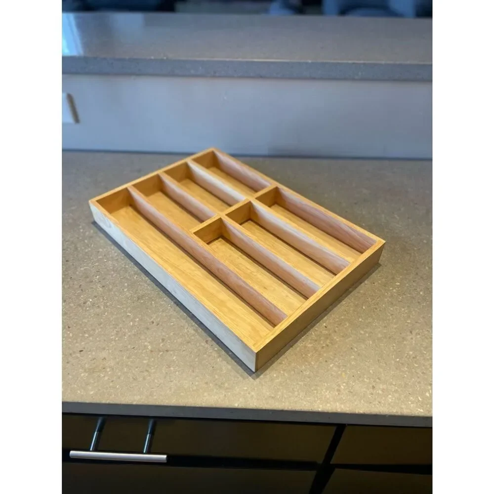 Bamboo Wooden Cutlery Drawer Organizer - Natural Wood